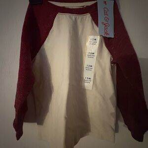 Cat & Jack Red and Cream Long Sleeve Tee SIZE 12M